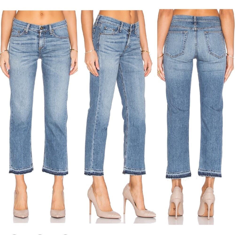 REVOLVE Rag & Bone Crop Straight Leg Raw Edge Jeans in Belgrave Wash Size 28